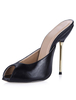 Sandales fascinantes mules à peep-toe en Synthétique unicolore à talons épais