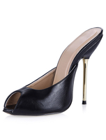 Sandales fascinantes mules à peep-toe en Synthétique unicolore à talons épais
