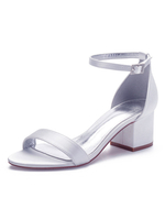 Sandales feme chaussures de mariée blanche talon épais