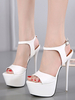 Sandales femme blanche en PU talon haut plateforme boucle métal réglable