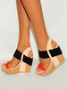 Sandales femme compensée plus-size orange rouge