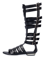 Sandales femme gladiateur noir en PU