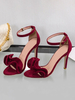 Sandales femme noir en daim talon haut boucle réglable