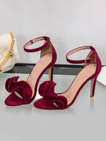 Sandales femme noir en daim talon haut boucle réglable