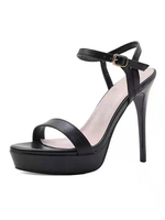 Sandales femme noir plateforme talon haut boucle réglable