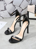 Sandales femme noirs en PU talon haut sangle métal réglable