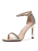 Sandales femme or pailletes talon haut boucle métale réglable