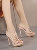 Sandales femme rose talon haut boucle réglable