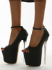Sandales femme sexy noir plateforme talon aiguille bout ouvert sangle réglable Chaussures sexy club