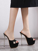 Sandales femme sexy plateforme à talon haut fin Sandales noirs à cuir synthétique