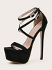 Sandales femme talon haut plateforme boucle réglable