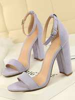Sandales femme talon épais boucle réglable violet en terry
