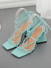 Sandales femme verte en PU talon épais