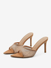 Sandales Femmes À Talons Hauts Aiguilles Bout Pointu Mailles Dessus En Micro-Daim