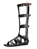 Sandales Femmes 2021 Noir Plates Orteil Nu Sandale Gladiateur Pour Femmes