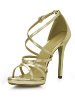 Sandales femmes sexy talon aigu couleur or en Synthétique