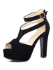 Sandales Féminine avec bouton confortable unicolore plateformes chaussures à talons compensés 12cm
