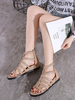 Sandales gladiateur abricot Synthétique cuir carré orteil Synthétique sandales pour femmes