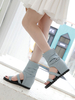 Sandales gladiateur bleu toile bout carré boucle latérale sandales plates pour femmes