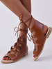 Sandales Gladiateur Femme avec Bride à Lacets avec Bout Ouvert à Cuir Synthétique Unicolore