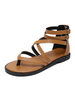 Sandales gladiateur marron Synthétique cuir Thong Strappy Flat Sandal Chaussures pour femmes