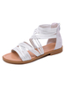 Sandales gladiateur noires en cuir Synthétique à bout ouvert plates femmes chaussures