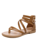 Sandales gladiateurs Café marron gladiateur sandales en cuir Synthétique bout ouvert oeuvre femmes plates chaussures