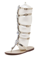 Sandales Gladiator femmes 2021 Sandales Boho plates String strass Boucle Chaussures