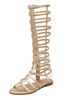 Sandales Gladiator femmes 2022 Sandales Or Bout ouvert larges Calf Sandales Bottes plates