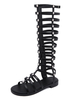 Sandales Gladiator noires Sandales Gladiator à bout rond en cuir PU