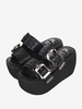 Sandales gothiques Lolita à bout rond en cuir PU Chaussures Compensées d