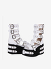 Sandales gothiques Lolita à bout rond en cuir PU Chaussures dété Lolita blanches