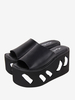 Sandales gothiques Lolita à bout rond en cuir PU Chaussures dété Lolita noires