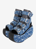 Sandales gothiques Lolita à bout rond en textile Chaussures dété Lolita bleu profond