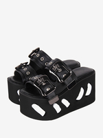 Sandales Gothiques Lolita À Bout Rond Steam Punk Chaussures D
