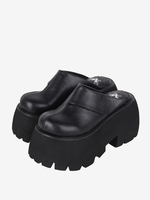 Sandales gothiques Lolita à rivets noirs imprimé floral chaussures dété en cuir PU à bout ouvert