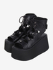 Sandales gothiques Lolita avec œillets bout ouvert cuir PU métallique chaussures dété noires Lolita
