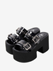 Sandales gothiques Lolita Chaussures dété Lolita à bout rond en cuir verni noir