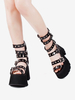 Sandales gothiques Lolita Peep Toe Patent PU Upper Black Lolita Summer Shoes