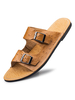 Sandales Homme en Cuir Synthétique avec Bout Ouvert avc Boucles Unicolore