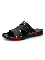 Sandales Homme en Cuir Synthétique avec Bout Ouvert Unicolore