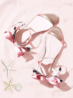 Sandales Lolita de style ROCOCO nœuds bout rond en cuir PU chaussures dété Lolita argentées