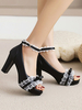 Sandales Lolita douces à bout ouvert talon épais en cuir PU"idien décontracté noir Lolita été bride à la cheville talons