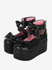 Sandales Lolita douces bout rond motif papillon cuir PU chaussures dété noires Lolita