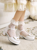 Sandales Lolita douces bout rond talon épais arcs en cuir PU blanc lolita été bride à la cheville talons