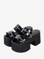 Sandales Lolita Gothiques Bout Rond Vernis PU Supérieure Chaussures Compensées d
