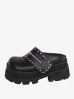 Sandales Lolita Gothiques Rivets Bout Rond En Cuir PU Chaussures Compensées D