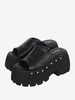 Sandales Lolita Gothiques Rivets Bout Rond En Cuir PU Chaussures Dété Lolita Noires