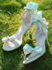 Sandales Lolita style ROCOCO nœuds verts chaussures dété Lolita à bout pointu en cuir PU