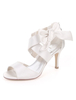Sandales mariée blanche en satin talon haut chaussures de mariée